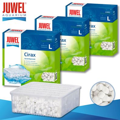 Juwel 3 x Cirax Keramikgranulat L Aquarium Filtermedien Schwamm Flies Watte