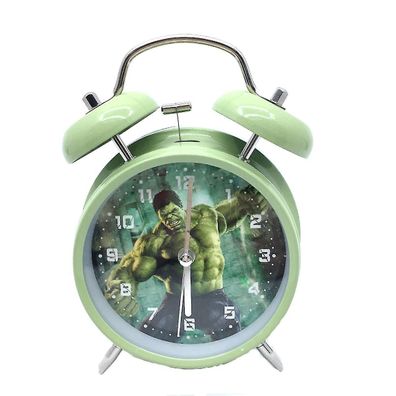 Green Hulk Anime Wecker: Nicht tickend, Doppelglocken-Uhr im Twin Bell-Stil