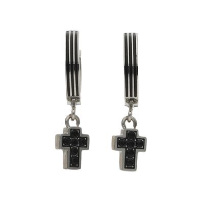 2 Jewels Herren Creolen mit Kreuz, Edelstahl mit Kristallen 261435