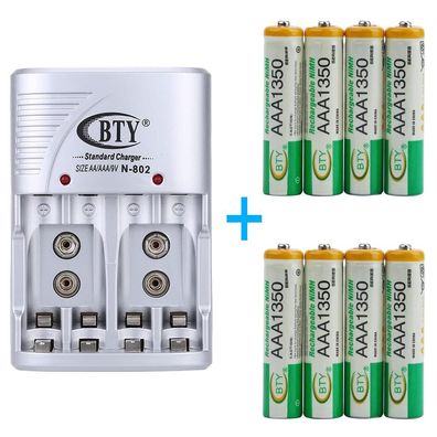 Universal Batterie Ladegerät Charger Aufladegerät für AA AAA 9V + 8x AAA Akku