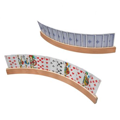 2x Spielkartenhalter Holz Kartenhalter gebogen 50cm Spielkarten Tischständer Set
