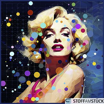 Stoff Kissen Panel Kunstleder Marilyn Monroe 45 cm x 45 cm bedruckt