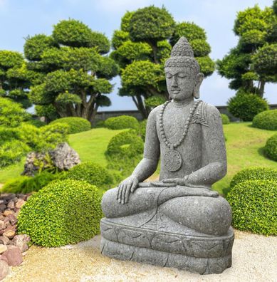 Naturstein Buddha Mirzapur mit Zeichen der Erdberührung - Höhe x Tiefe x Breite: ...