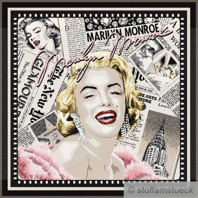 Stoff Kissen Panel Polyester Baumwolle Gobelin Marilyn Monroe rosa 50 x 50 cm