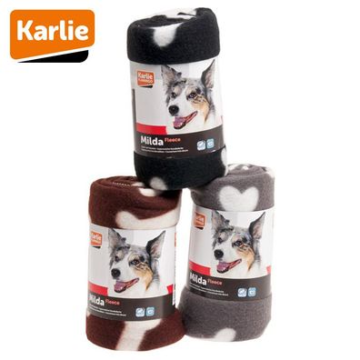 Karlie Hunde Fleecedecke schwarz/ braun/ grau Hundedecke Kuscheldecke Schutzdecke