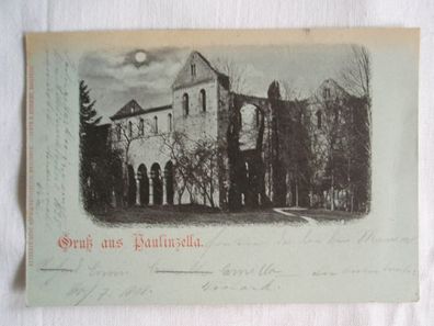 AK Gruß aus Paulinzella, Gasthaus Menger gelaufen 30.7.1898, Bahnpost Zug 236 Stempel
