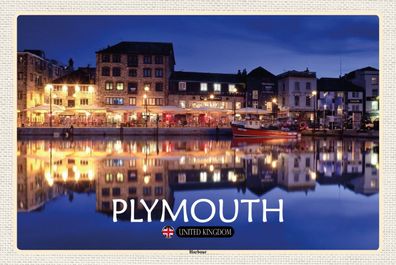 Top-Schild mit Kordel, versch. Größen, Plymouth, Hafen, England, neu & ovp