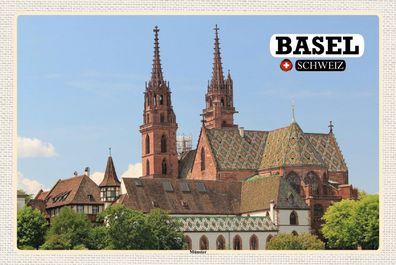 Top-Schild mit Kordel, versch. Größen, BASEL, Schweiz, Münster, neu & ovp