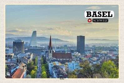 Top-Schild mit Kordel, versch. Größen, BASEL, Schweiz, Skyline, neu & ovp