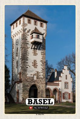 Top-Schild mit Kordel, versch. Größen, BASEL, Schweiz, St. Alban-Tor neu & ovp