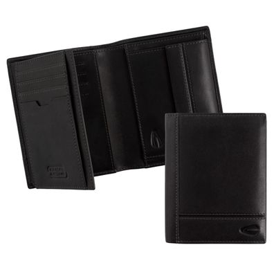 edle schwarze camel active Lederbörse Brieftasche hochformat