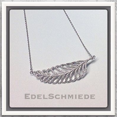 Edelschmiede925 Collier 925 Silber, rhod. mit ausgefasstem Blatt