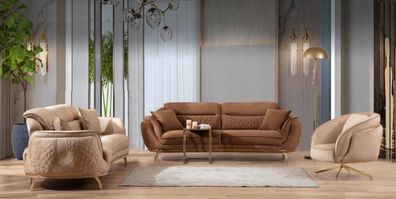 Sofagarnitur in Italienischem Stil Komplett Set 3 + 3 + 1 + 1 Sitzer Garnitur