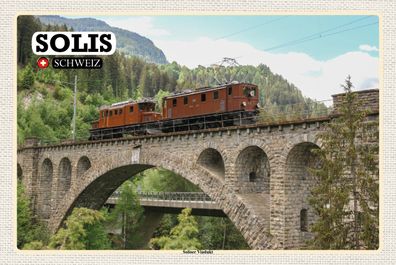 Top-Schild mit Kordel, versch. Größen, SOLIS, Schweiz, Soliser Viadukt, neu & ovp