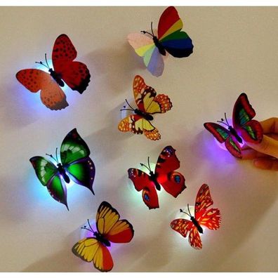 5PC Leuchtender Schmetterling Bunte LED Lampe Nachtlicht Wanddekoration