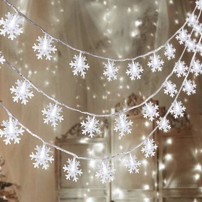 80 LED-Weihnachtsschneeflocken-Lichterketten zum Aufhängen, Dekorationen â€? Wi