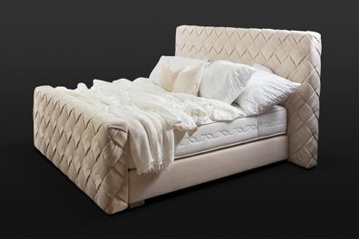 Beiges Doppelbett Moderne Schlafzimmer Möbel Luxus Stilvolles Gewebebett