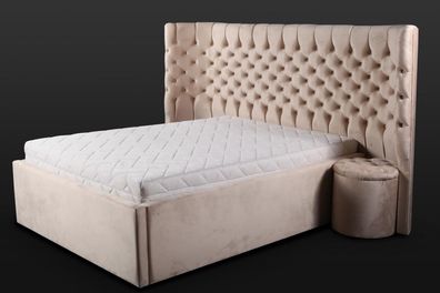 Beiges Chesterfield Doppelbett Moderne Schlafzimmer Möbel Luxus Betten