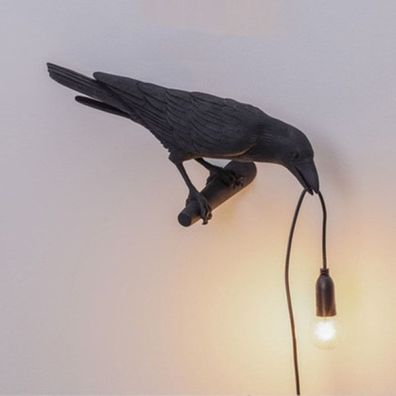 Seletti Bird Moderne italienische Wandleuchte schwarz-weißes Kunstharz-Licht schwarz
