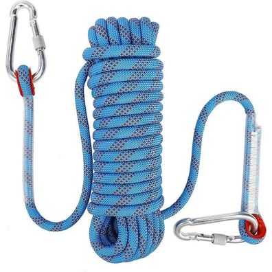 Kletterseil mit statischem Sicherheitskarabiner, 10 mm, Polyester, Bergsteigerseil, R