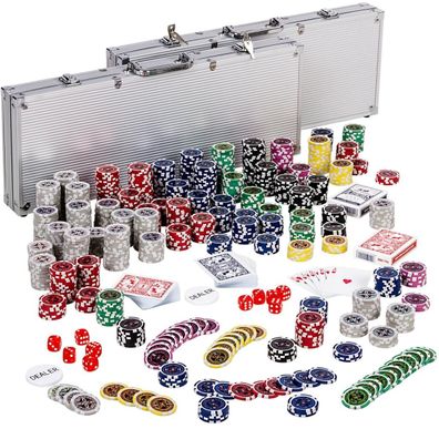 GAMES PLANET® Pokerkoffer Pokerset Poker Set 1000 Laser Pokerchips Chips Alu Koffer
