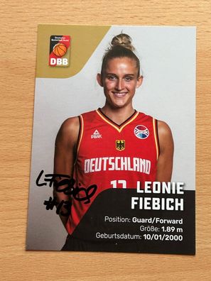 Leonie Fiebich DBB Basketball Autogrammkarte original signiert #8154