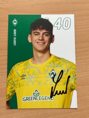 Louis Lord Werder Bremen 2022-23 Autogrammkarte original signiert #8116
