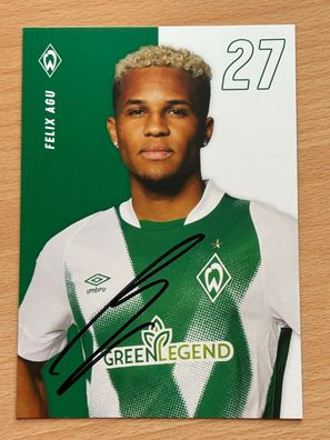 Felix Agu Werder Bremen 2022-23 Autogrammkarte original signiert #8109