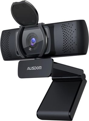 AUSDOM Webcam Autofokus Mikrofon Privatsphäre Plug & Play USB Full HD 1080p Zoom