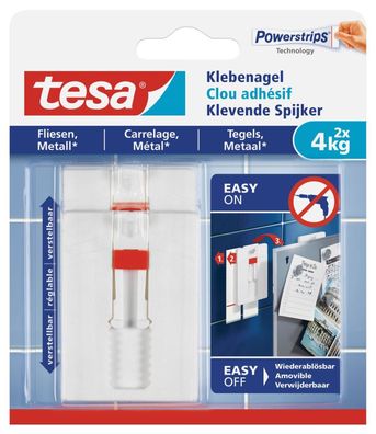 Tesa 77767-00000 1x2 Verstellbarer Klebe- nagel für Fliesen und Metall 4kg(PL)