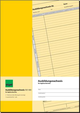 sigel AW480 Formularbuch "Ausbildungsnachweis" A4 28 Blatt(T)