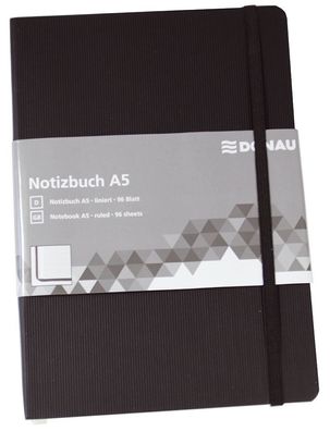 DONAU 1345101-01 Notizbuch - A5, liniert, 192 Seiten, schwarz