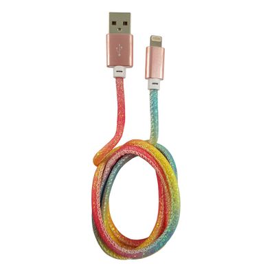 LC-Power LC-C-USB-Lightning-1M-3 (MFI) USB A zu Lightning Kabel Regenbogen-Glitzer 1m