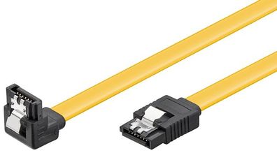 Goobay 95018 PC Datenkabel, 6 Gbits, 90° Clip, 0.3 m, Gelb - SATA L-Typ Stecker > ...