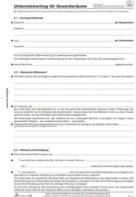 RNK Verlag 519 Untermietvertrag für Gewerberäume, 4 Seiten, gefalzt auf DIN A4