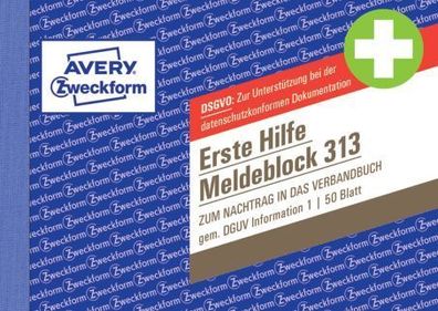 Avery Zweckform® 313 Meldeblock Erste Hilfe A6 quer 50 Blatt