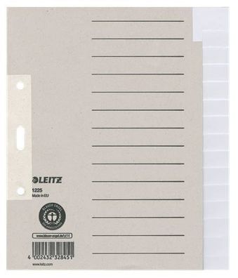 Leitz 1225-00-85 Register - Tauenpapier blanko A5 Überbreite 15 Blatt grau