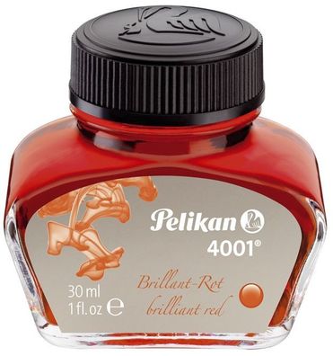Pelikan® 301036 Tinte 4001® - 30 ml Glasflacon, brillant-rot