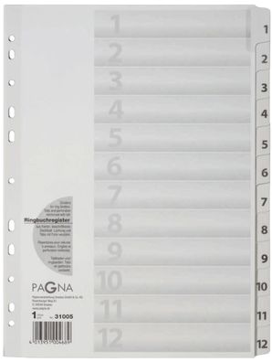 Pagna® 31005-08 Zahlenregister - 1 - 12, Karton, A4, 12 Blatt, weiß