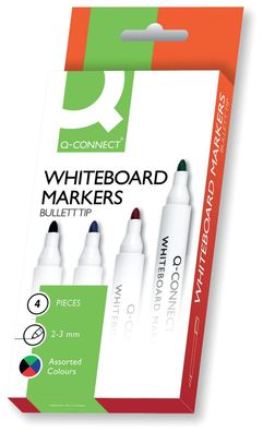 Q-Connect® KF26037 Whiteboard Marker - 1,5 - 3 mm, 4er Pack sortiert