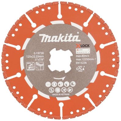 Makita Diamanttrennscheibe Schneiden Bohrung 22,23mm X-LOCK Rescue 125mm E-19738