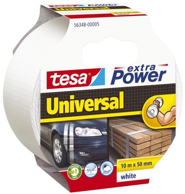 Tesa® 56348-00005-05 Gewebeklebeband extra Power Universal, 10 m x 50 mm, weiß