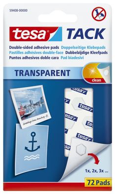 Tesa® 59408-00000-00 Klebestrips Tack 72 Pads ablösbar transparent(PL)
