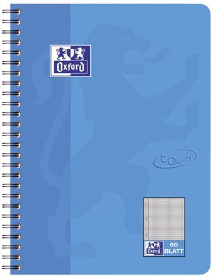 OXFORD 400086488 Collegeblock Touch - B5, 80 Blatt, 90 g/ qm, kariert, meerblau
