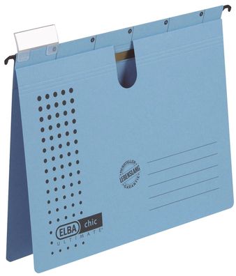 Elba 100552106 Hängehefter chic Ultimate® - Karton (RC), 240 g/ qm, A4, blau, 5 Stück