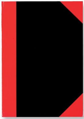 HELIT H6359095 Kladde - A6, kariert, Hardcover, schwarz/ rot, 96 Blatt