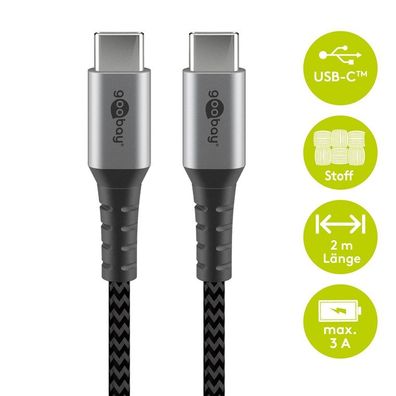 goobay 49303 goobay USB C Kabel 2,0 m schwarz, grau