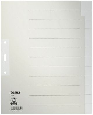 Leitz 1222-00-85 Register Tauenpapier blanko A4 Überbreite 12 Blatt grau(S)
