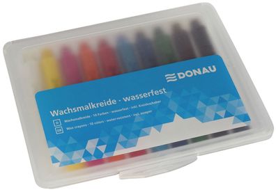 DONAU 5210100-99 Wachsmalstiftetui - 10 Farben, wasserfest, Etui