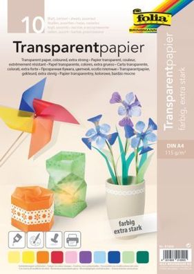 folia Transparentpapier, DIN A4, 115 g/ qm, farbig sortiert